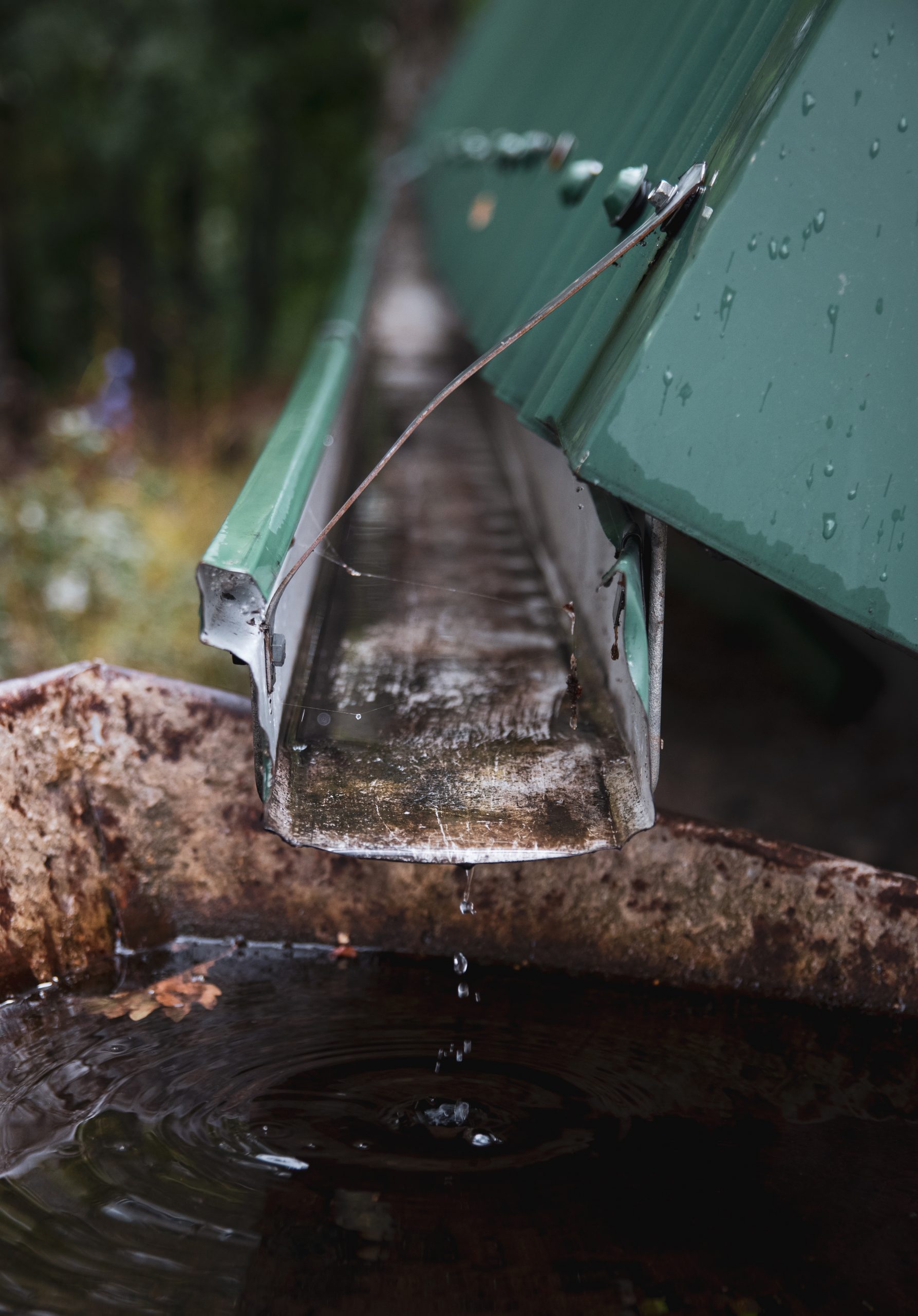 Récupération des eaux de pluie pour stockage d'un des citernes